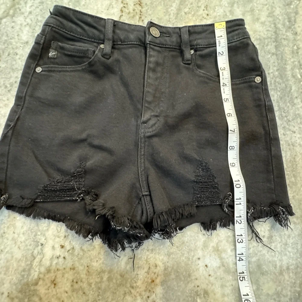 KanCan‎ 3/25 Jean Shorts Black Distressed Denim Ripped Frayed Cut Off